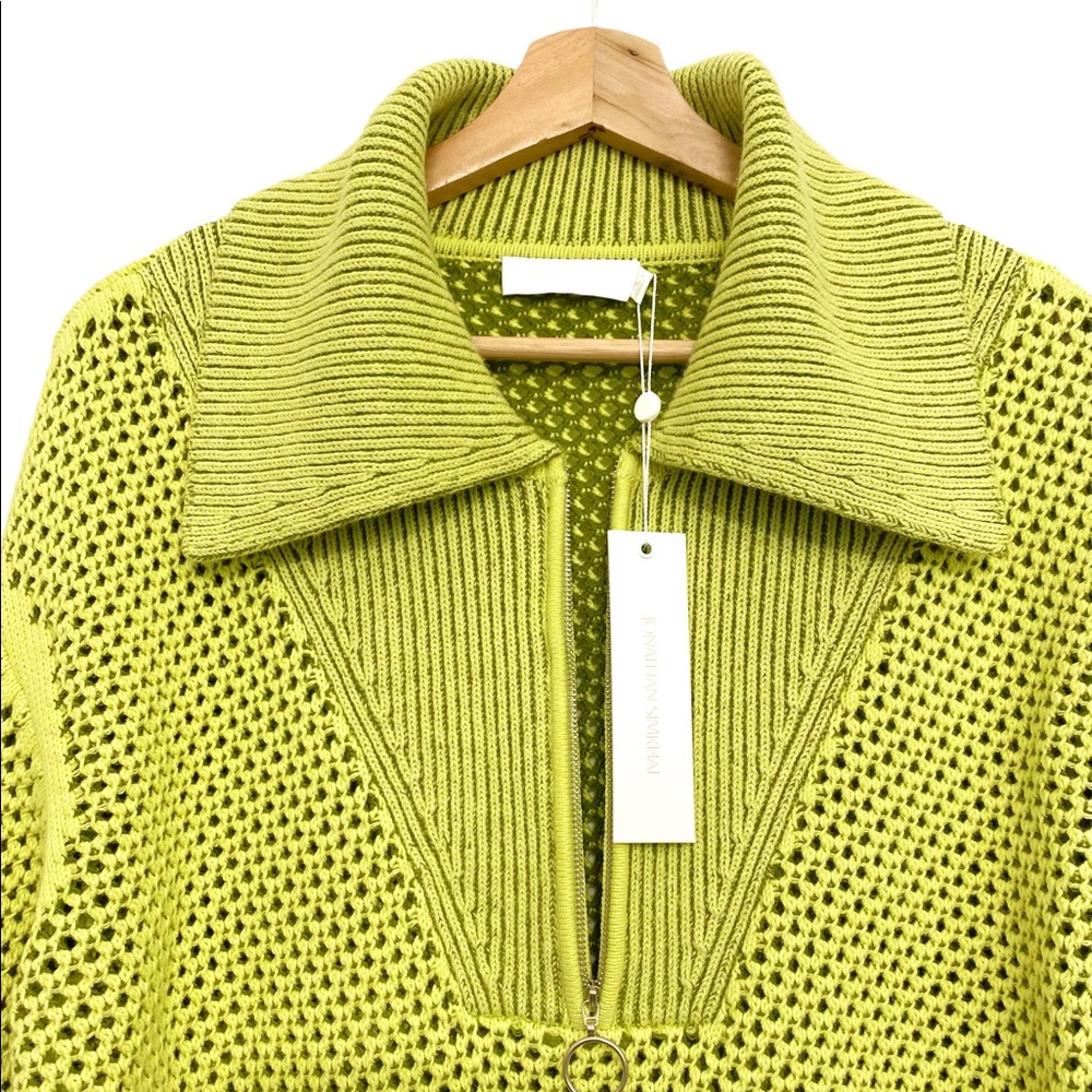 NWT Jonathan Simkhai Ariella Cotton Blend Sweater In Lime Green Sz S - Picture 12 of 15
